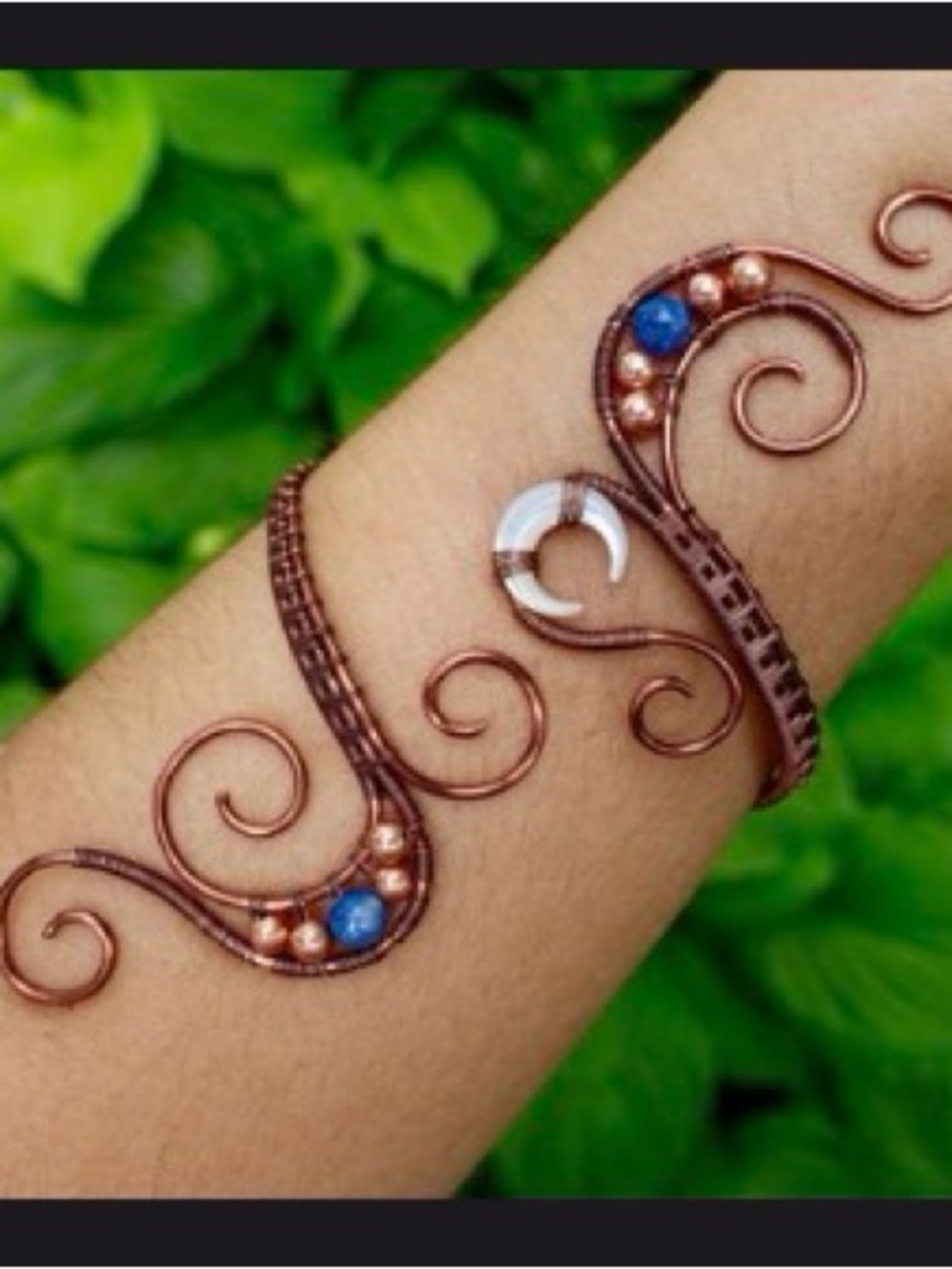 Antique Cooper and Kyanite with Opal Moon Armband